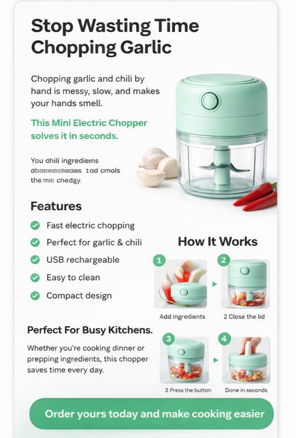 Electric Garlic & Veggie Chopper 500ml