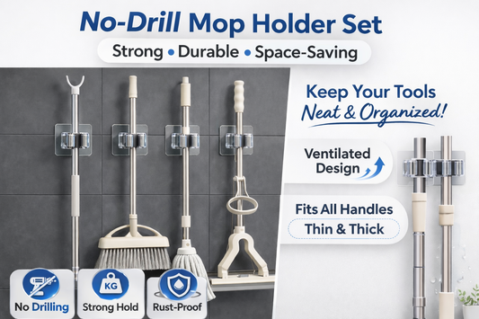 No-Drill Mop & Broom Holder Set | Strong Wall Mount Organizer (4-Pack) 🏠